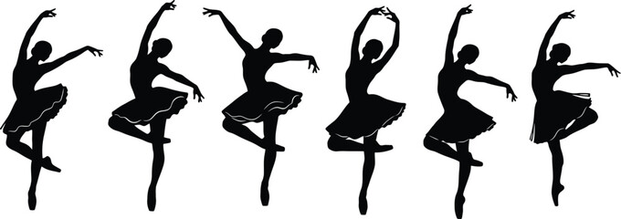 Ballet dancers in motion a silhouette sequence of graceful poses © Jobax