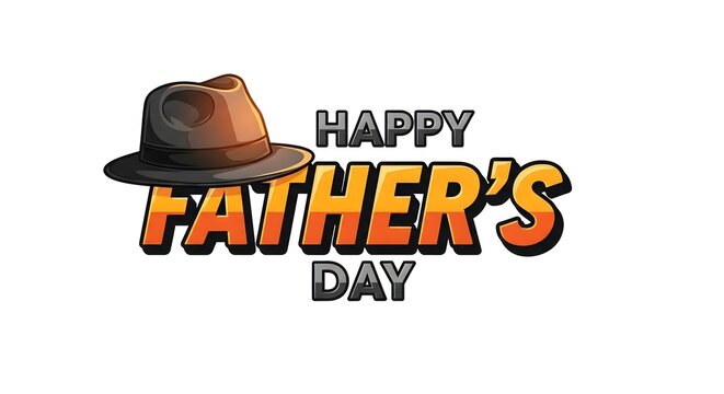 Happy Fathers Day greeting card with fedora hat