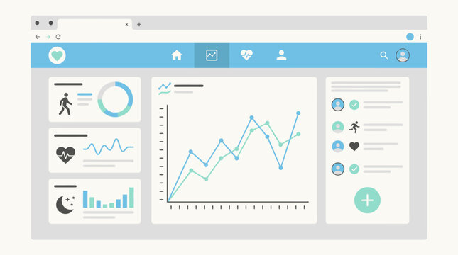 Clean dashboard data visualization showing charts, graphs, and metrics on a software interface.