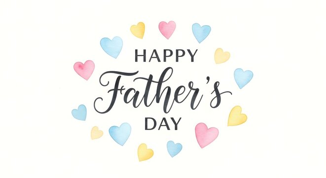 Happy Father's Day greeting with colorful hearts