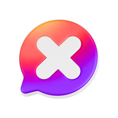 Obraz premium 3d gradient-colored speech bubble shape for Close Chat or Reject Message