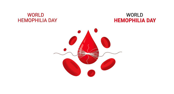 Blood Cells and Hemophilia Awareness Symbol.