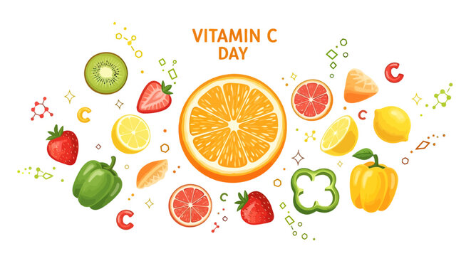 Fresh fruits rich in vitamin C.