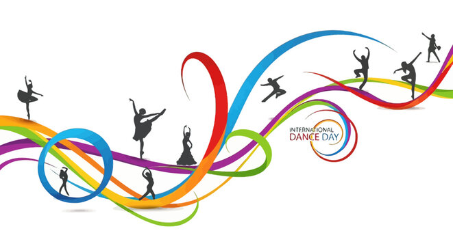 Silhouette dancers in dynamic poses.