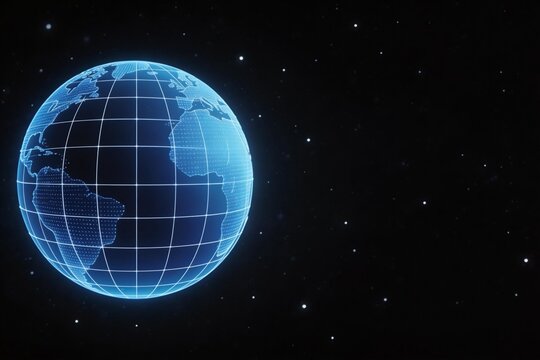 Blue digital globe in space