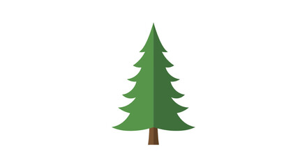Obraz premium Simple Green Pine Tree Icon, Flat Design, Isolated on White Background