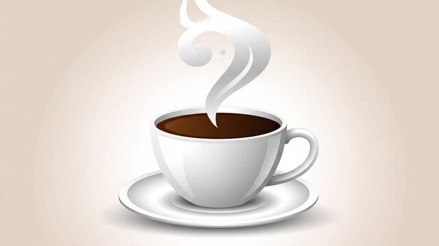 Hot coffee cup with steam rising flat animation loop