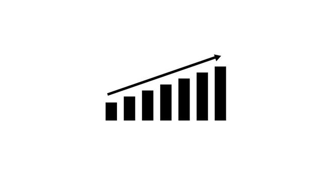 Rising bar graph animation showing growth progression in three frames