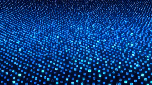 Blue cube pattern abstract digital field with glowing dark background grid texture, abstract green square pattern digital data field, cyan geometric futuristic cyber space design
