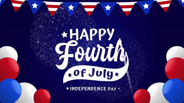 4th of july text proudly declares happy independence day celebration. Suitable for festive social media posts and patriotic event promotions.
