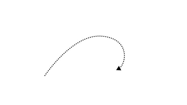 Object trajectory animation showing arc path over white background high quality