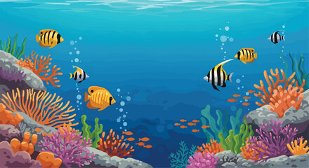 A colorful underwater scene with fish and coral © Misri