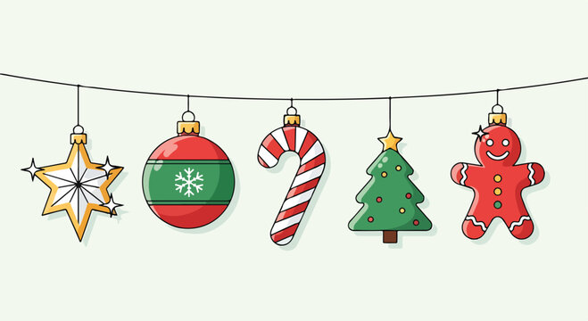 A festive Christmas ornament garland