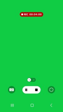 Smartphone video camera frame grid recording screen overlay on green screen background. 4K vertical video smartphone cam animation template, digital user viewfinder frame interface display setting tim