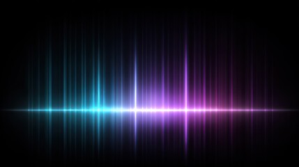 Obraz premium Abstract light lines displaying sound wave patterns on black background