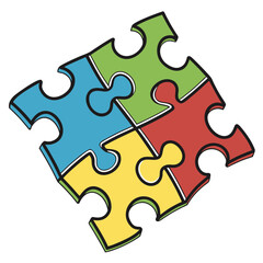 Fototapeta premium colorful puzzle pieces coming together vector illustration