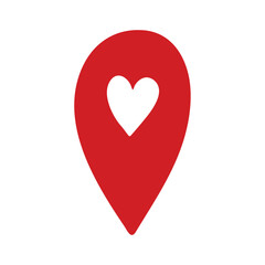 Fototapeta premium Hand drawn map pin Map marker pointer sign GPS and mapping tools Location pin symbol Pinpoint clipart in doodle style Single element for web, design