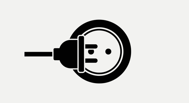 Electric plug socket icon symbol.