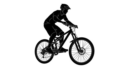 Fototapeta premium Man riding mountain bike bicycle fast.