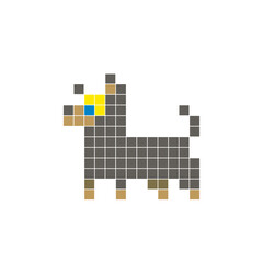 Obraz premium A flat pixel design made of geometric square color blocks on a clean icon layout. Pixel art dog