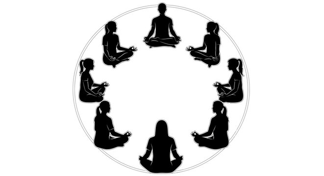 People sitting in circle meditating.