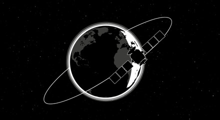 Satellite orbiting the Earth in space. © khusnul