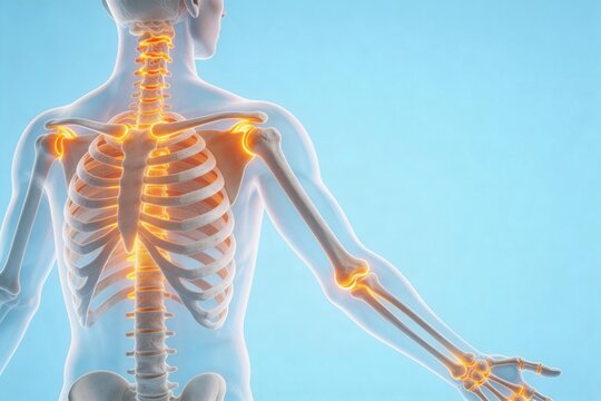 Human skeleton with highlighted joints