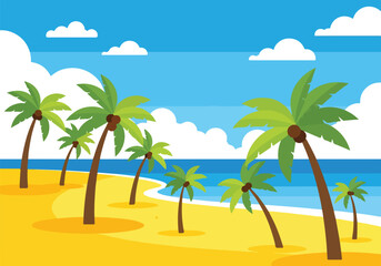Fototapeta premium A serene beach with palm trees