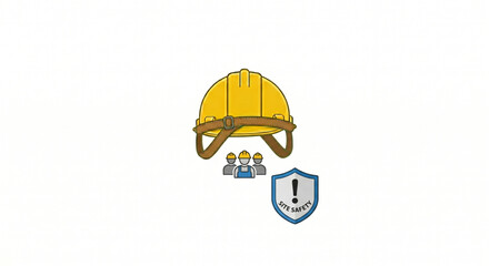 Fototapeta premium Comprehensive workplace safety and health protocols featuring essential hard hat protection, emphasizing secure entry and team compliance for construction sites