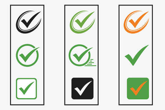 Collection of checkmark icons in various colors and styles