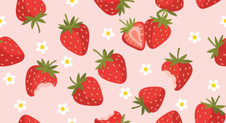 A digital illustration of a strawberry pattern © Misri