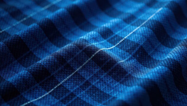 Deep blue plaid, subtly textured fabric background, blue, royal, scottish
