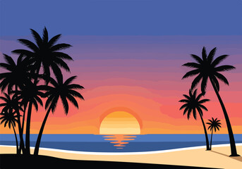 Obraz premium A serene tropical beach at sunset