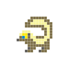 Fototapeta premium A flat pixel design made of geometric square color blocks on a clean icon layout. Pixel art skunk