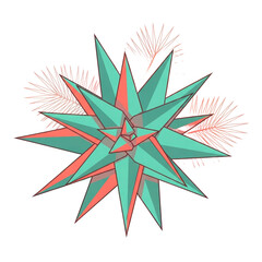 Obraz premium Geometric succulent star graphic illustration on black background