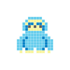 Fototapeta premium A flat pixel design made of geometric square color blocks on a clean icon layout. Pixel art sloth