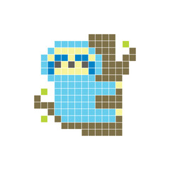Fototapeta premium A flat pixel design made of geometric square color blocks on a clean icon layout. Pixel art sloth