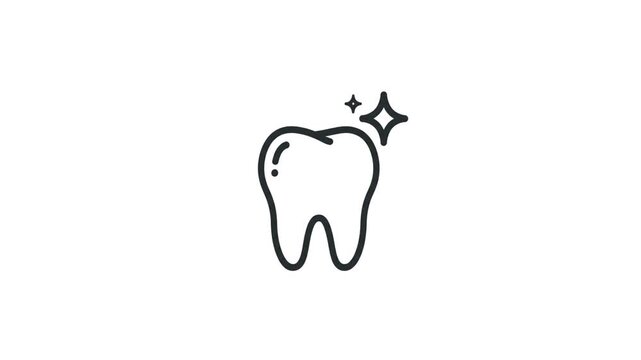 A clean, sparkling tooth icon with a bright starburst indicating its pristine condition.