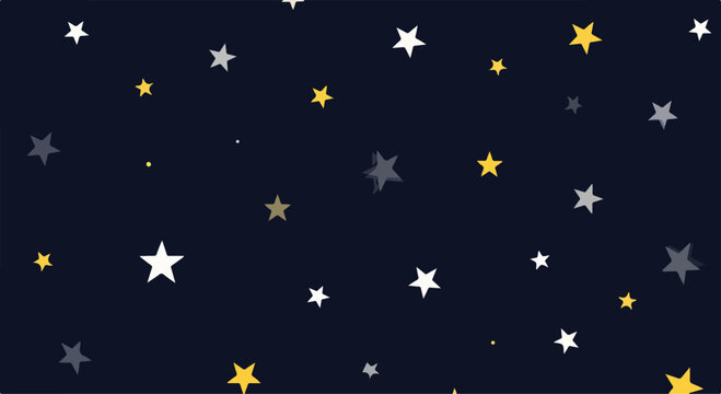 A starry night sky with white, yellow, and gray stars