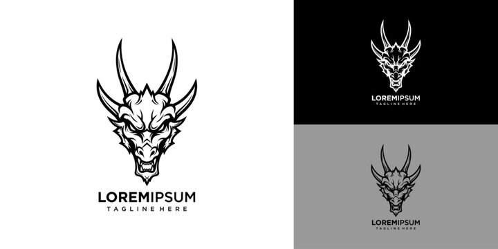 A logo illustration of an animal head with horns appears on a white background next to two smaller versions on black and gray backgrounds.