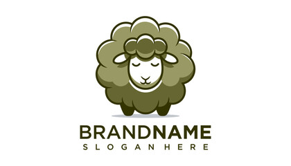 A cartoon sheep illustration with fluffy wool stands on a logo © AZ Zhaf