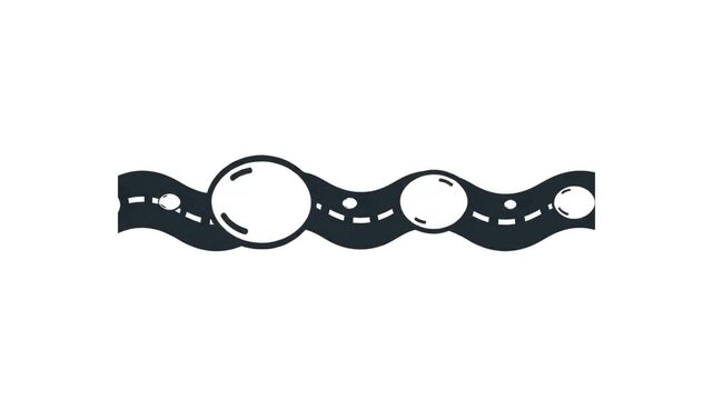 Abstract wavy road with circular elements and dotted lines, symbolizing journey or progress.