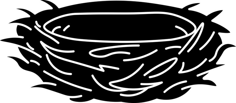 Illustration of an Empty Bird Nest vector outline