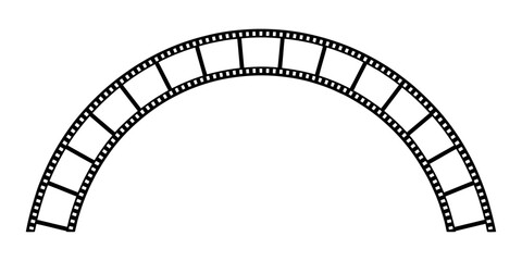 Fototapeta premium Black and white film strip shaped like an arch for cinema and photography design Vector, illustration