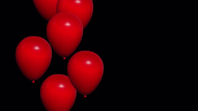 Floating red balloons on transparent background
