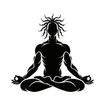 Yoga, meditation, silhouette, black, vector icon, mindfulness, wellness