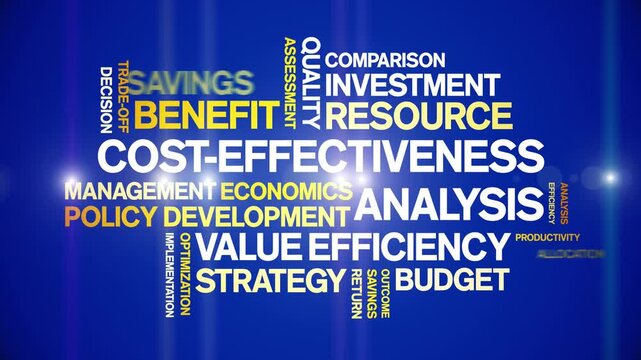 Cost-Effectiveness Analysis animated word cloud-text design animation tag kinetic typography seamless loop.