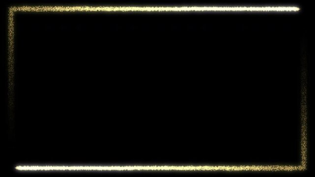 Golden Glitter Star Frame Rectangle Loop Animation Seamless Motion on Black Background