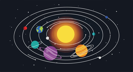 Colorful illustration of the solar system © Raja