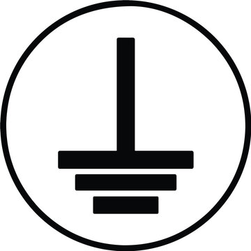 Ground symbol in circle solid icon electrical earth sign